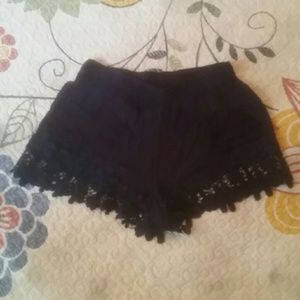 Navy shorts floral trim